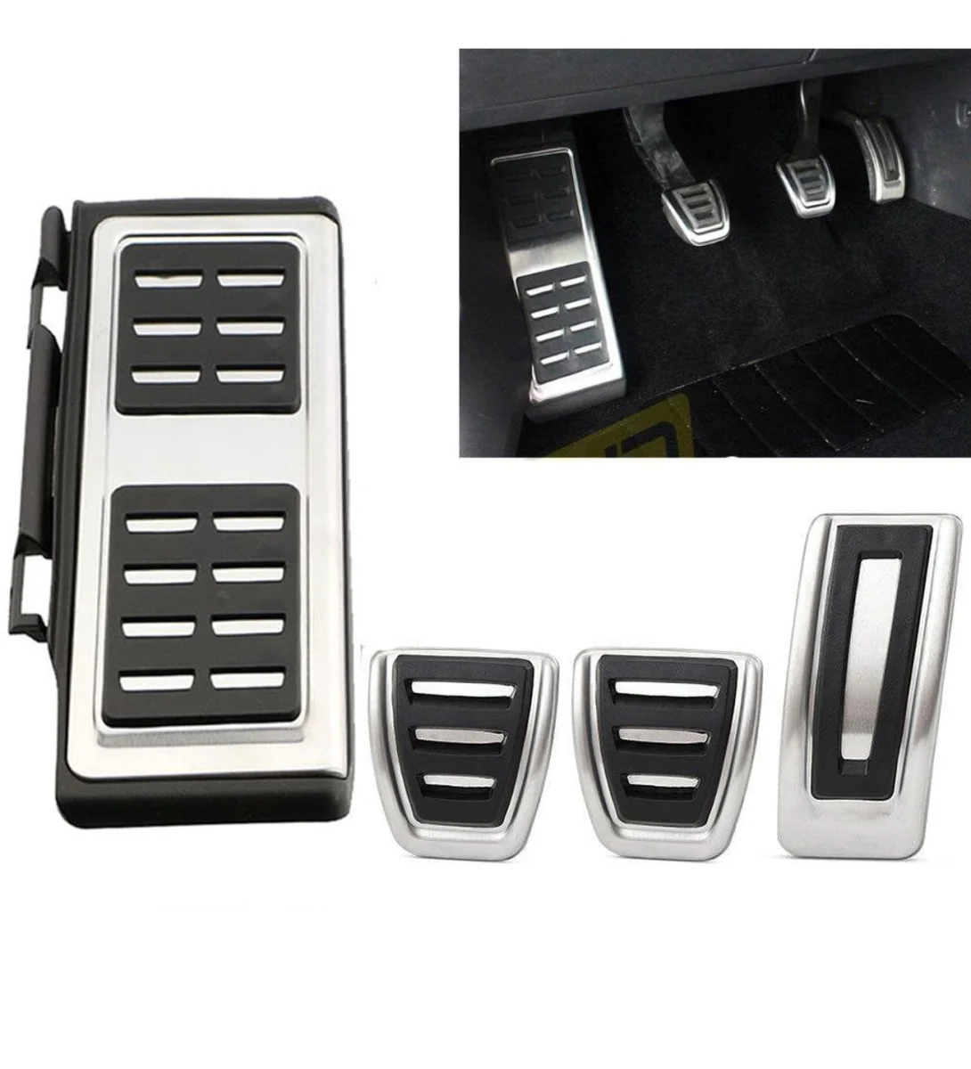 VW Golf 7 8 Passat B8 Tiguan 2 Touran 2 T-Roc T-Cross Arteon Polo 5 Uyumlu Geçme Manuel Pedal Seti 4 Parça Siyah Krom