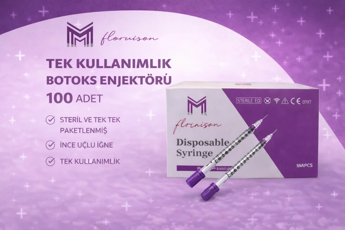 30G x 8MM 0,5 ML Tek Kullanımlık Hassas Uçlu Botoks Enjektörü 100 Adet 1 Kutu