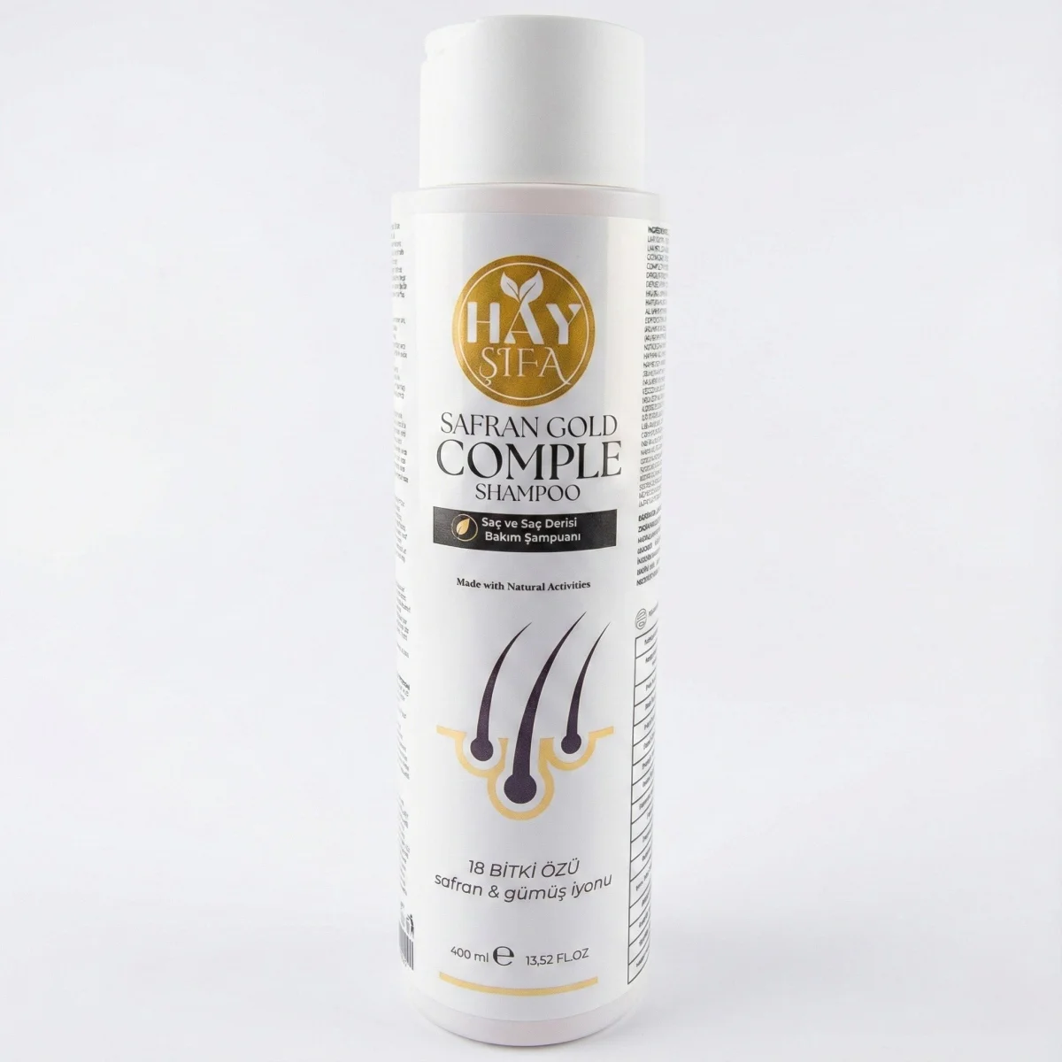 Safran Gold Complete Şampuan 400 ml Safran Özlü Gümüş İyonlu Keratin ve Biotin İçeren Bitkisel Şampuan