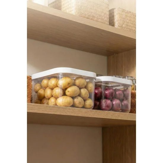 2'Li 12 LT Multibox Beyaz Kayar Kapaklı Saklama Kabı & Erzak Kabı & Patates Soğan Kovası
