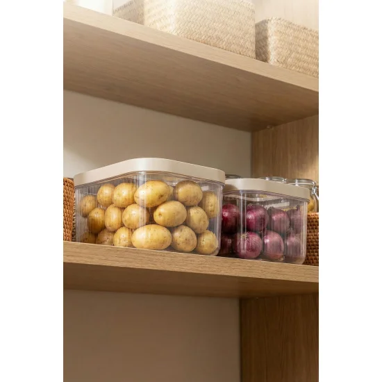 2'Li 12 LT Multibox Vizon Kayar Kapaklı Saklama Kabı & Erzak Kabı & Patates Soğan Kovası