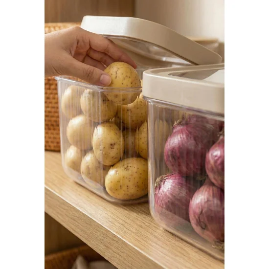 2'Li 12 LT Multibox Vizon Kayar Kapaklı Saklama Kabı & Erzak Kabı & Patates Soğan Kovası