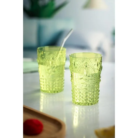 Akrilik Yeşil Sürahi 2,3 lt Ve 6'lı & Su Meşrubat Kahve Yanı Bardağı 400 ml Seti