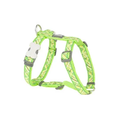 Flanno Desenli Lime Köpek Göğüs Tasması Medium 20 Mm