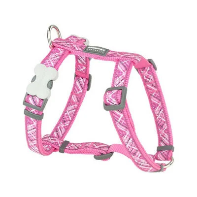 Flanno Desenli Pembe Köpek Göğüs Tasması Medium 20 Mm
