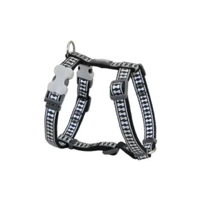 Reflektörlü Kemik Desenli Siyah Köpek Göğüs Tasması Large 25 Mm