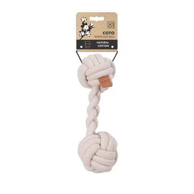 Coto Beyaz Duo Ball Örgü Köpek Oyuncağı 28 Cm