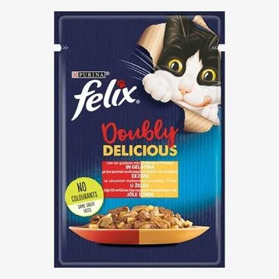 Pouch Çifte Lezzet Sığır Etli ve Tavuklu Yetişkin Kedi Konservesi 26 Adet 85 Gr