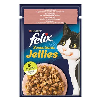 Pouch Sensation Jellies Somonlu ve Karidesli Yetişkin Kedi Konservesi 6 Adet 85 Gr
