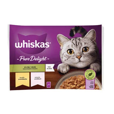 Pouch Pure Delight Jöle İçinde Tavuklu ve Somonlu Yetişkin Kedi Konservesi 4x85 Gr