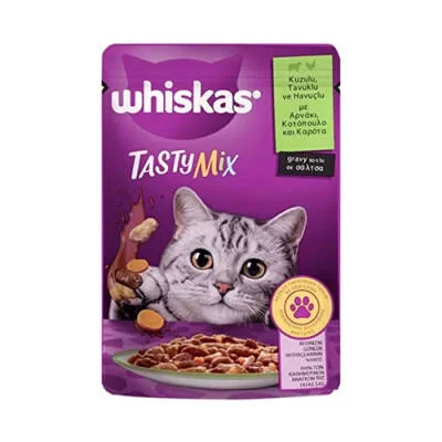 Pouch Tastymix Sos İçinde Kuzulu Tavuklu ve Havuçlu Yetişkin Kedi Konservesi 28 Adet 85 Gr