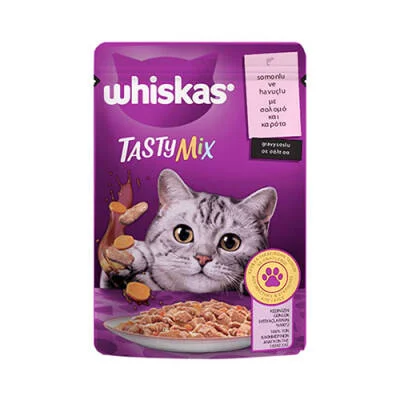 Pouch Tastymix Sos İçinde Somonlu ve Havuçlu Yetişkin Kedi Konservesi 6 Adet 85 Gr