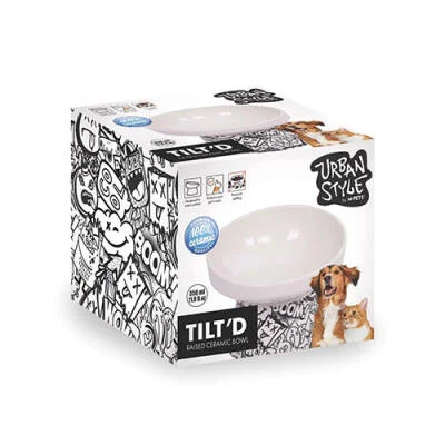 Urban Style Seramik Kedi Mama ve Su Kabı Siyah Beyaz 350 Ml 15x14,5x11,5 Cm