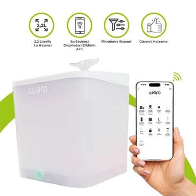 Akıllı Kedi Köpek Su Şelalesi Su Pınarı Su Sebili Otomatik Su Temizleme WiFi Uv 2,2 Lt Beyaz