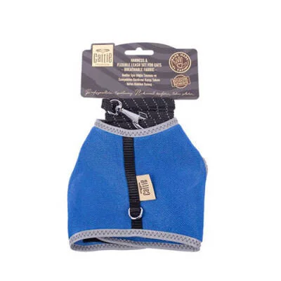 Havalı Dokuma Kedi Göğüs ve Gezdirme Tasması Medium Royal Mavi 1x25-35 Cm