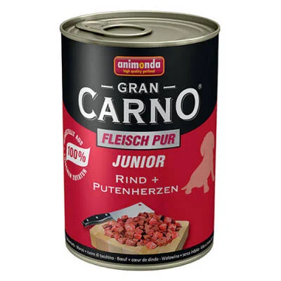 GranCarno Junior Sığır Etli ve Hindi Yürekli Yavru Köpek Konservesi 400 Gr