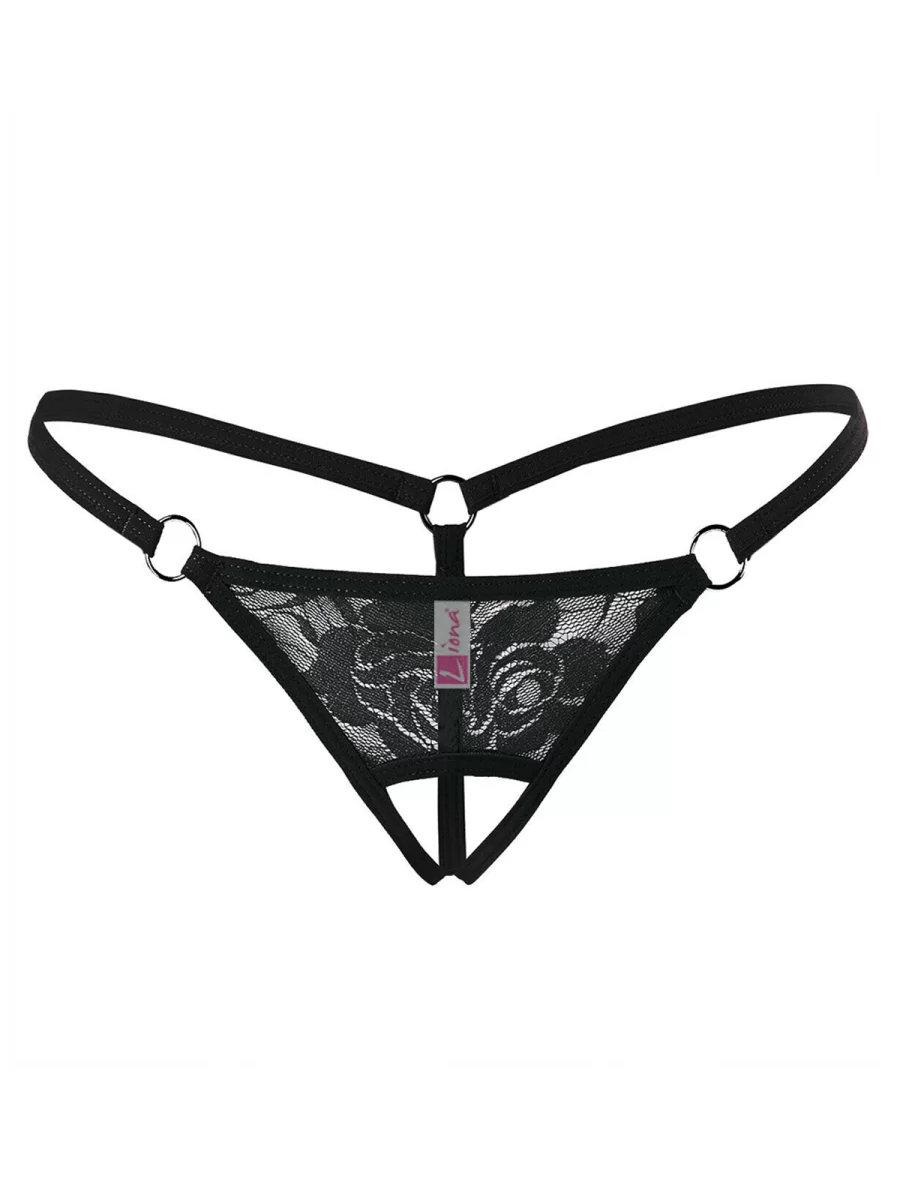 Ağı Açık Siyah Dantelli Fantezi İç Çamaşırı G String