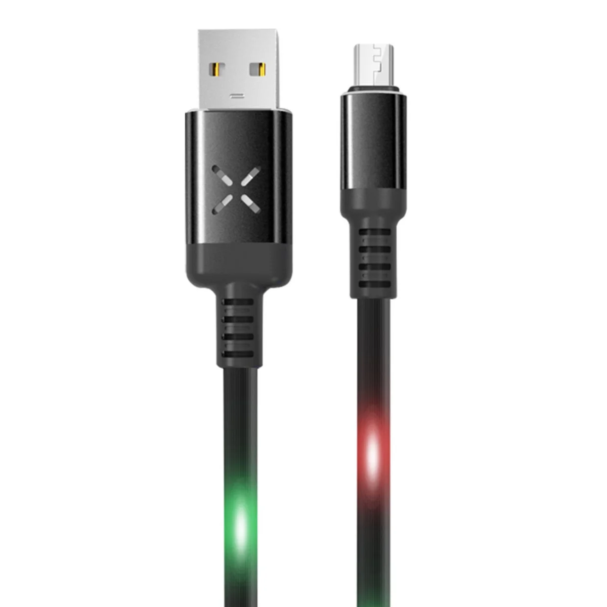 DC09 Ses Duyarlı Işıklı Micro USB Kablo 1M 2A - Siyah