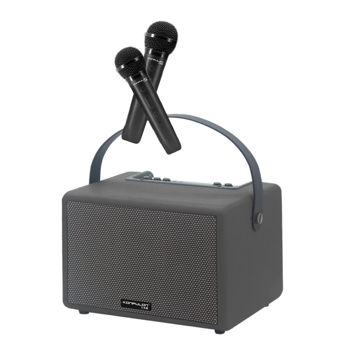 F32 2x50W Sürücülü 2 Adet Mikrofonlu BT 5.2 Kablosuz Hoparlör - Siyah