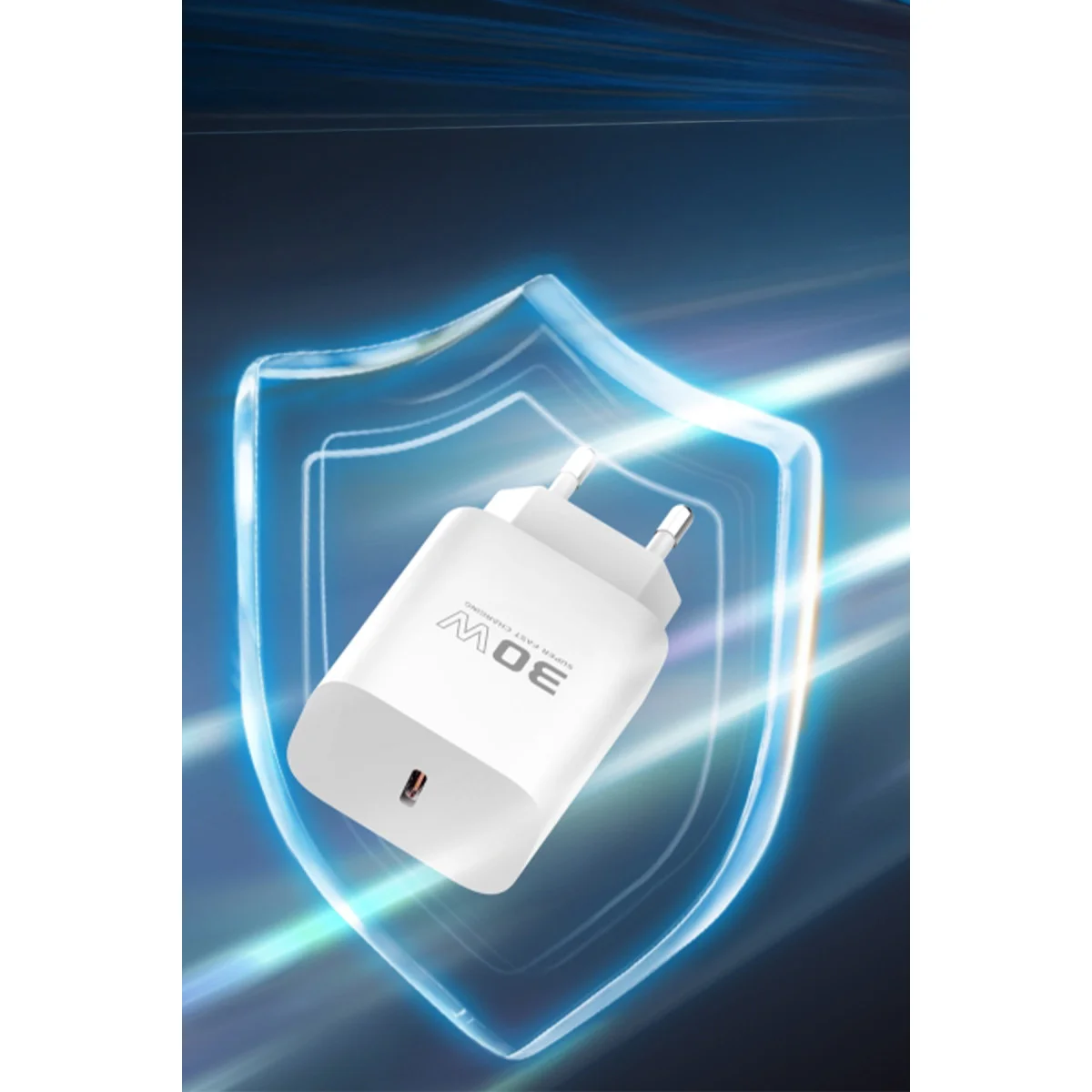 C87C 30W Type-C Çıkışlı Ekstra DL51 1M Type-C to Type-C Kablolu PD Şarj Cihazı - Beyaz
