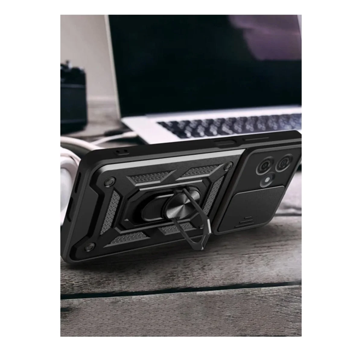 Redmi Note 13 Pro Plus Kılıf Pars Lens Yüzüklü Silikon - Siyah
