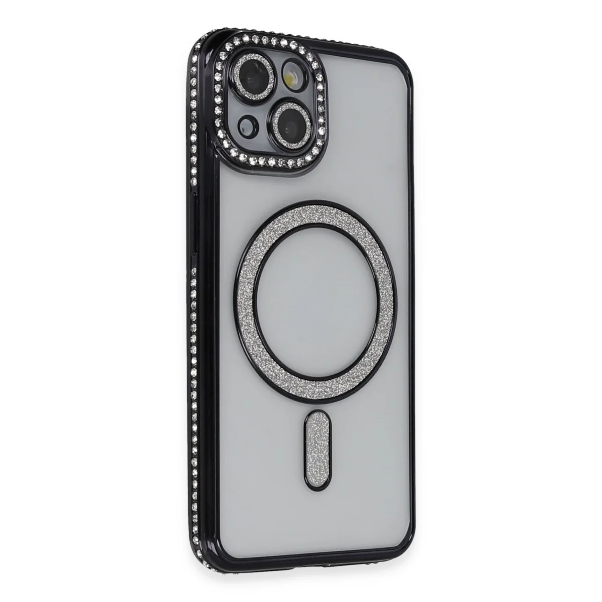 iPhone 13 Kılıf Joke Simli Magneticsafe Kılıf - Siyah