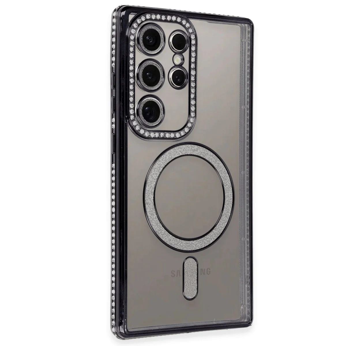 Galaxy S24 Ultra Kılıf Joke Simli Magneticsafe Kılıf - Siyah