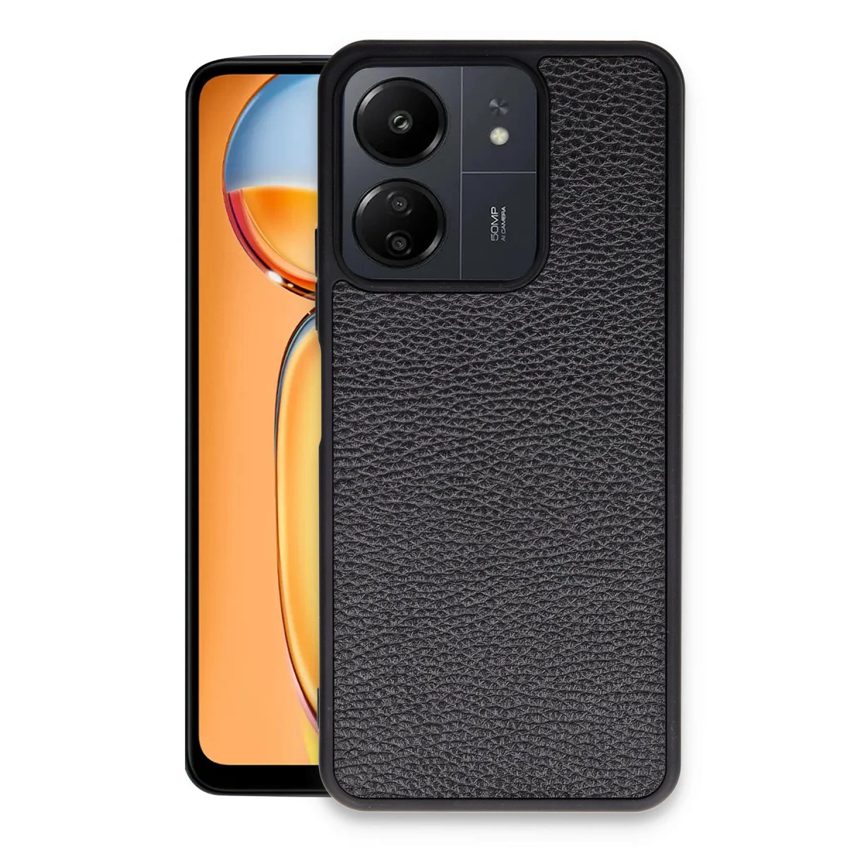 Redmi 13C Kılıf Aras Deri Kapak - Siyah
