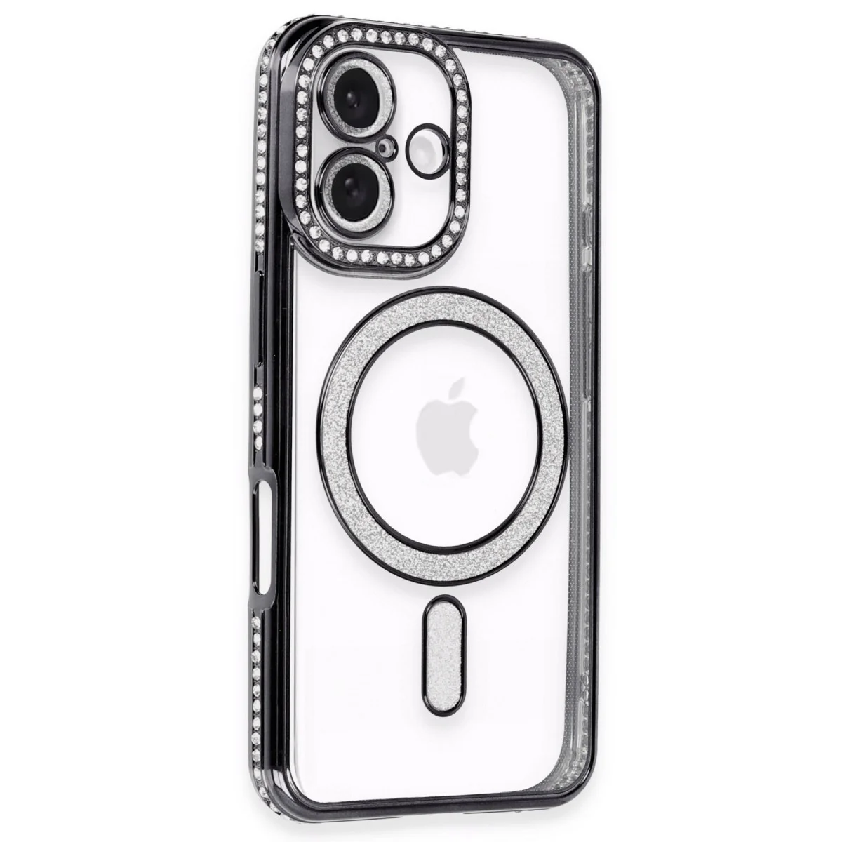 iPhone 16 Plus Kılıf Joke Simli Magneticsafe Kılıf - Siyah