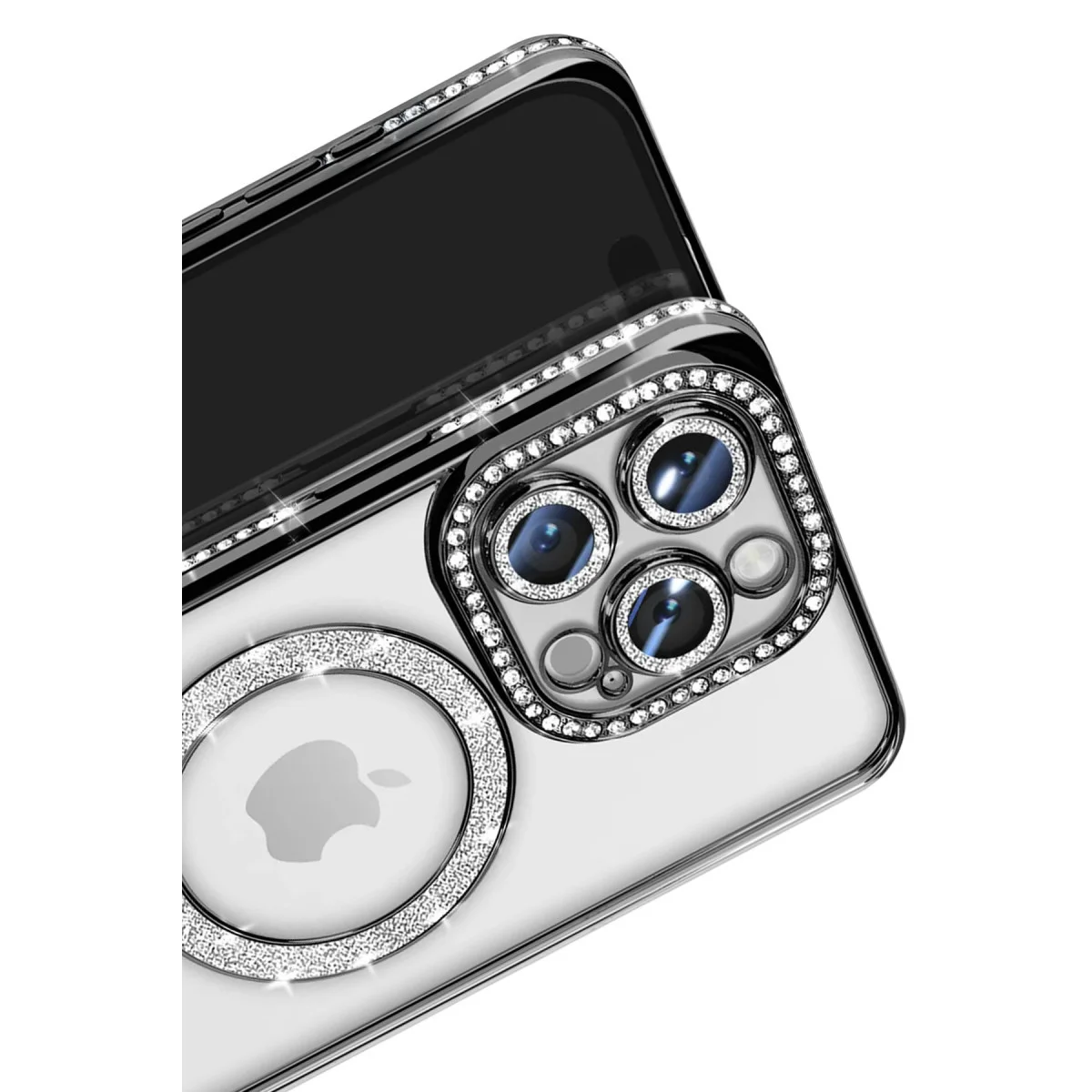 iPhone 16 Pro Max Kılıf Joke Simli Magneticsafe Kılıf - Siyah