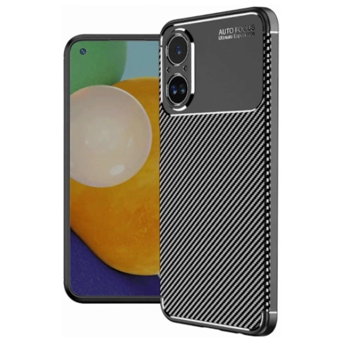 Realme 12 Lite Kılıf Auto Focus Karbon Kapak - Siyah