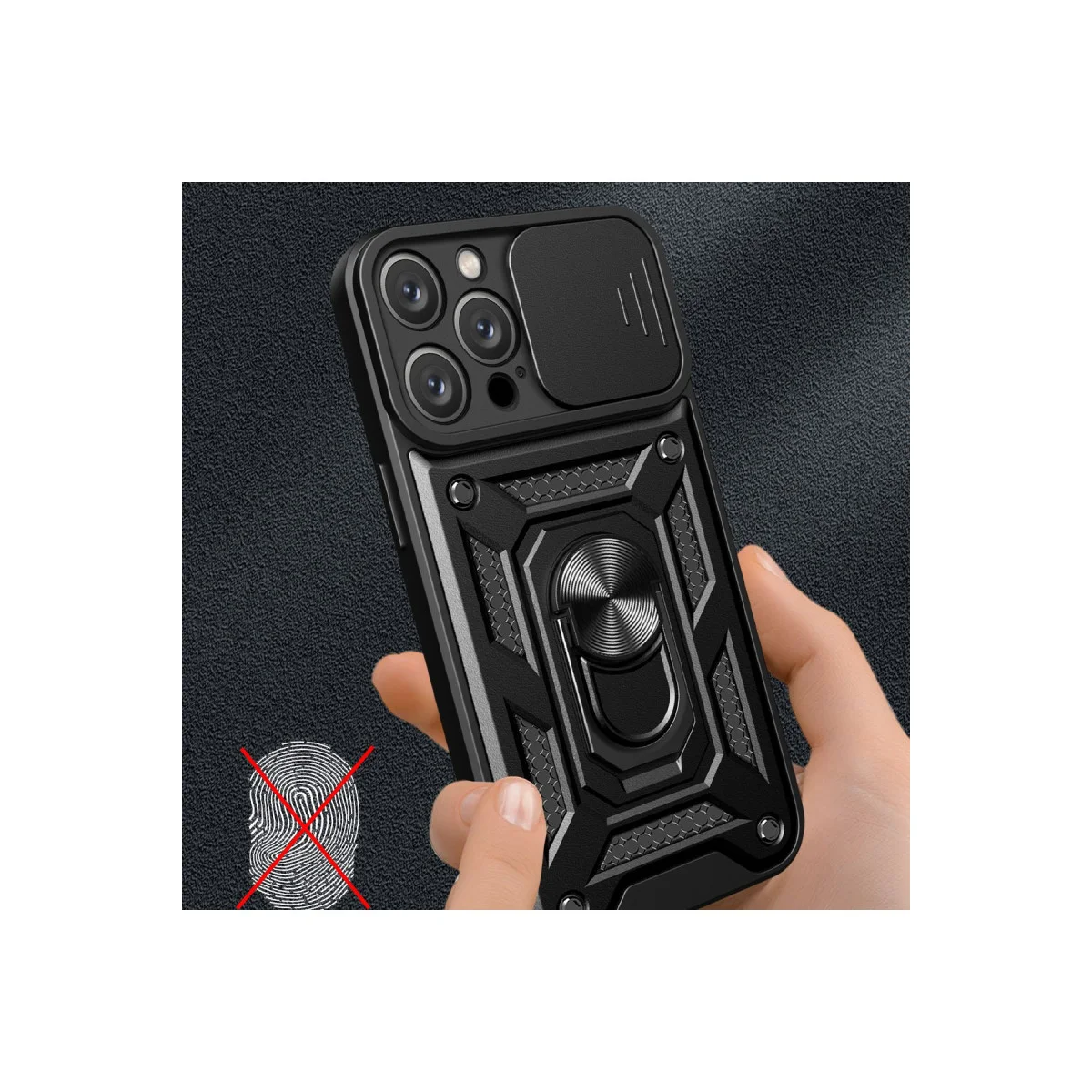 iPhone 16 Pro Kılıf Pars Lens Yüzüklü Silikon - Siyah