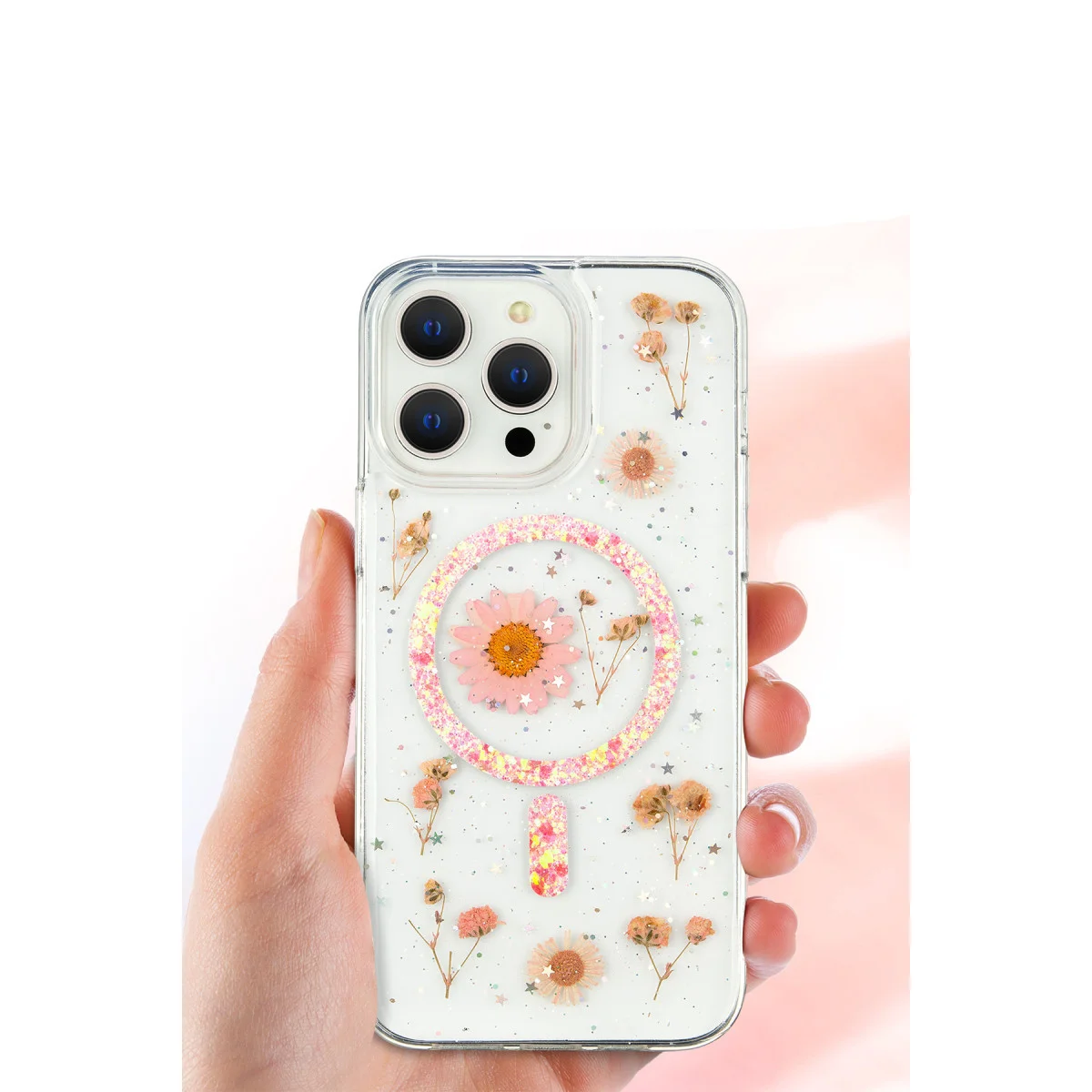iPhone 16 Pro Kılıf Daisy Simli Magsafe Kapak - Siyah