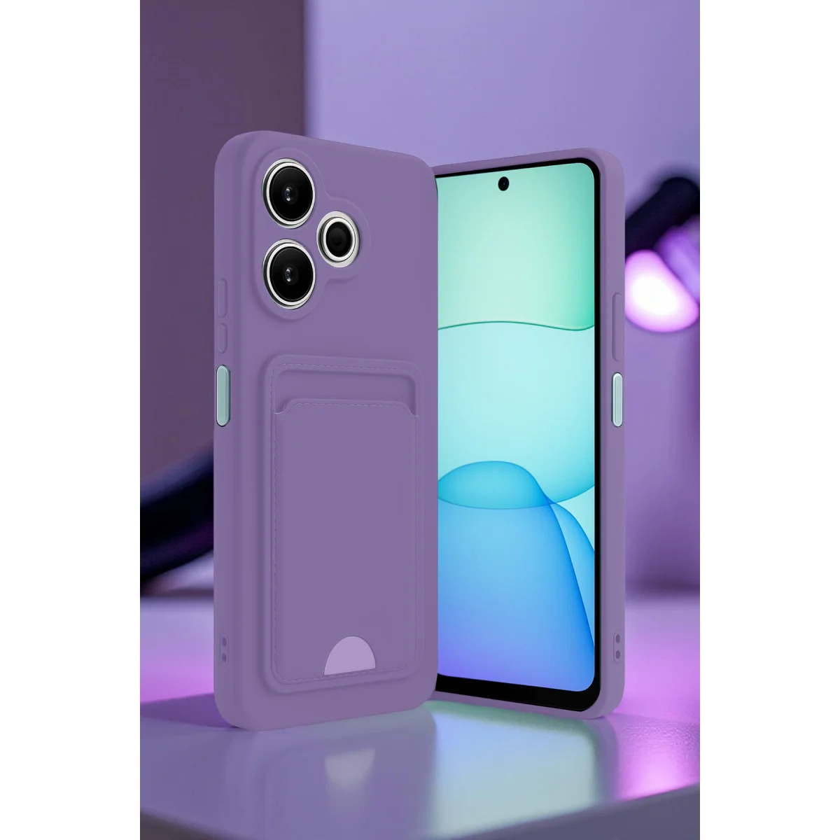 Redmi 13 4G Kılıf Kelvin Kartvizitli Silikon - Siyah