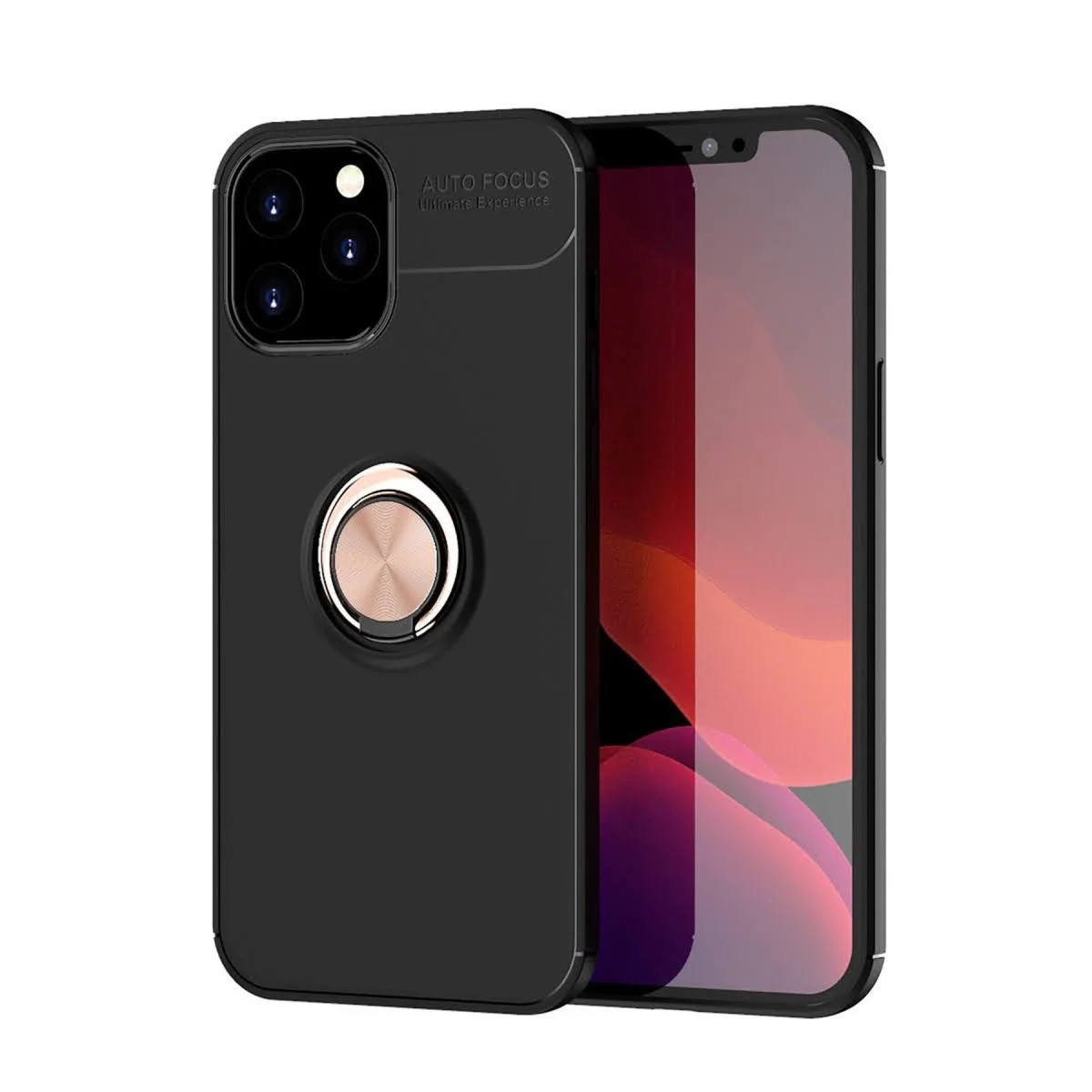 iPhone 12 Pro Max Kılıf Range Yüzüklü Silikon - Siyah-Gold
