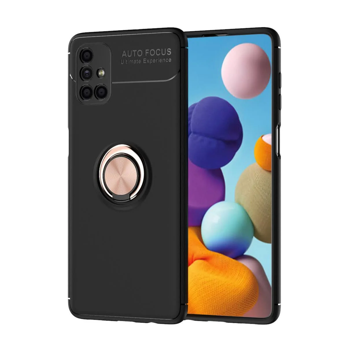 Galaxy M51 Kılıf Range Yüzüklü Silikon - Siyah-Gold