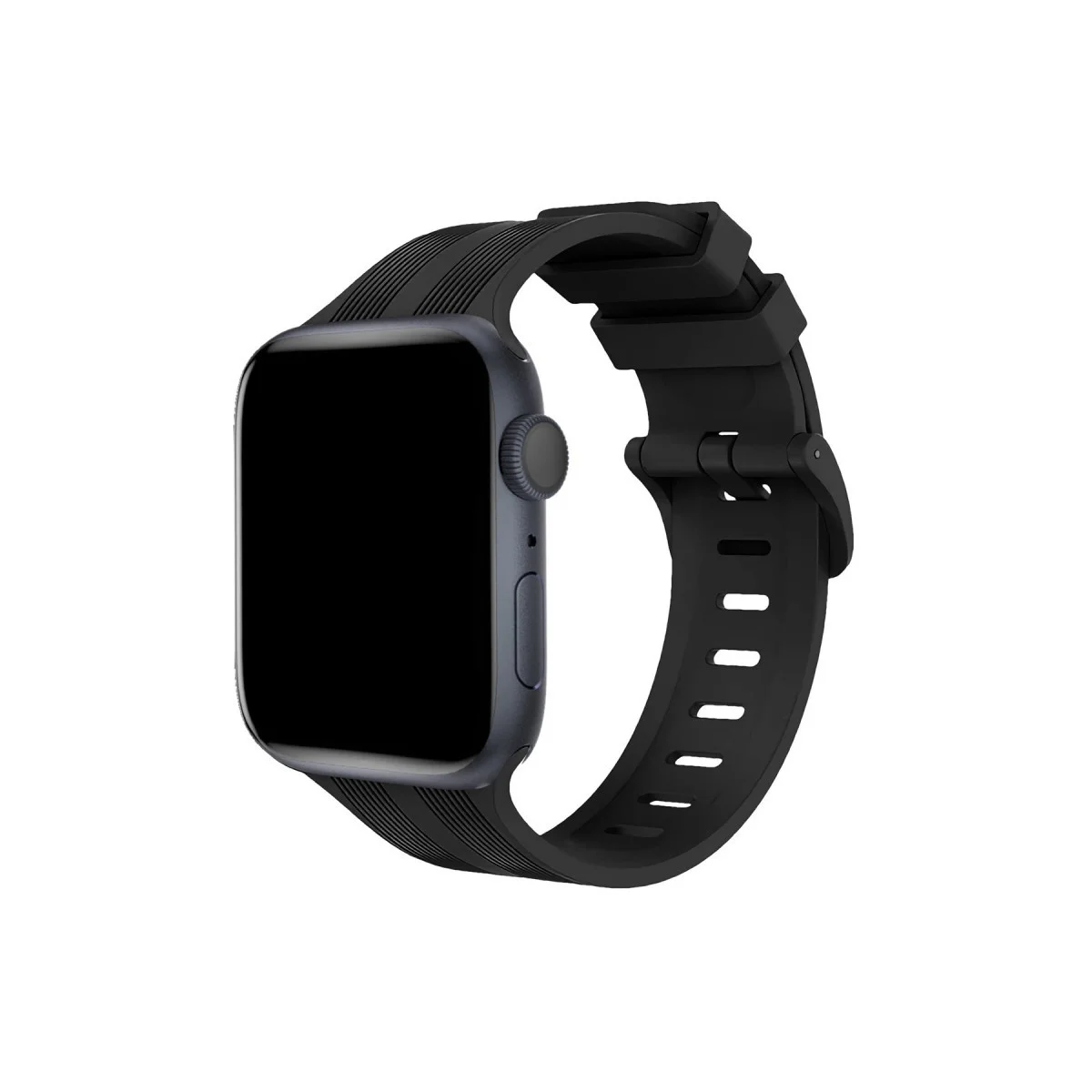 Watch 42mm KR408 Çizgili Silikon Kordon - Siyah