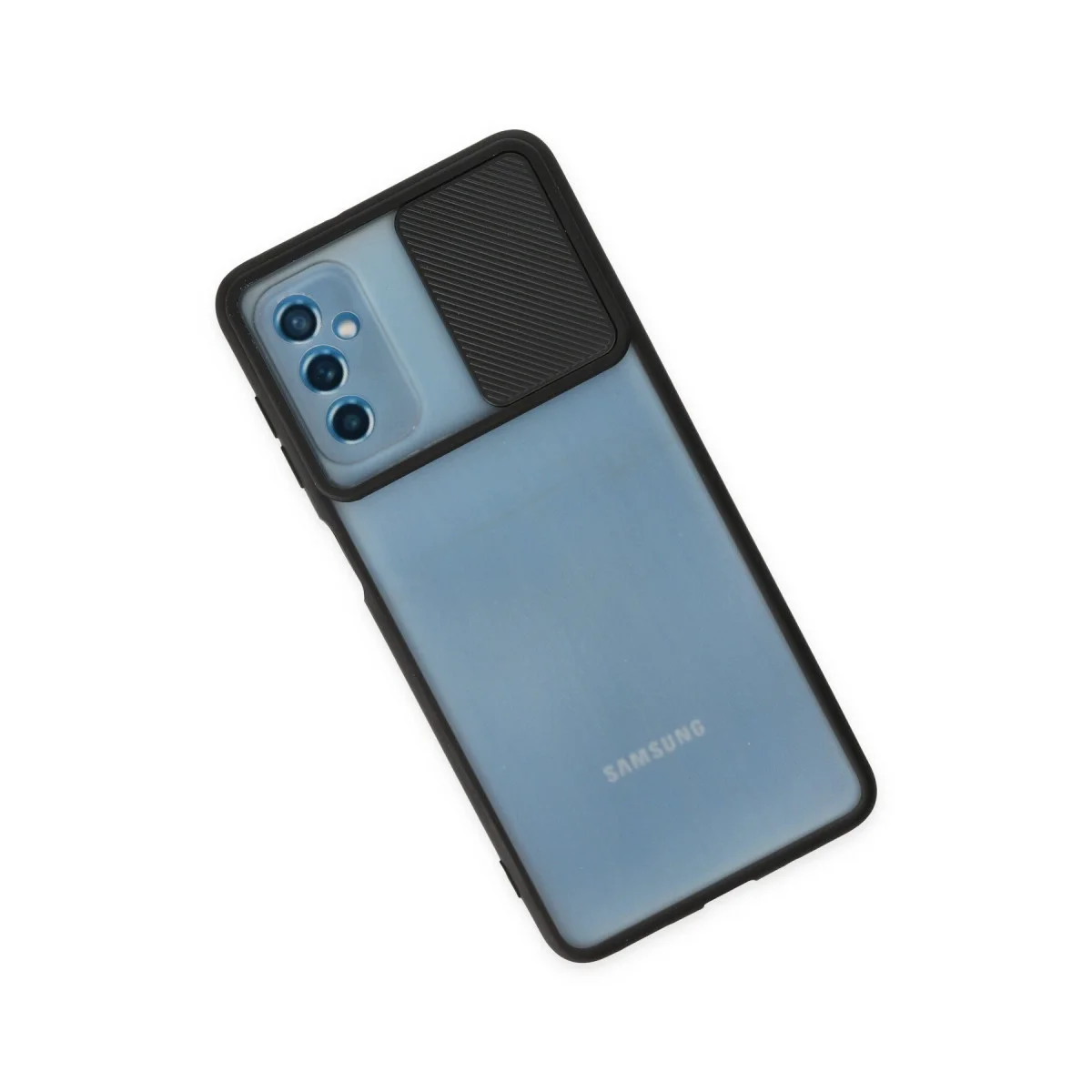 Galaxy M52 5G Kılıf Palm Buzlu Kamera Sürgülü Silikon - Siyah
