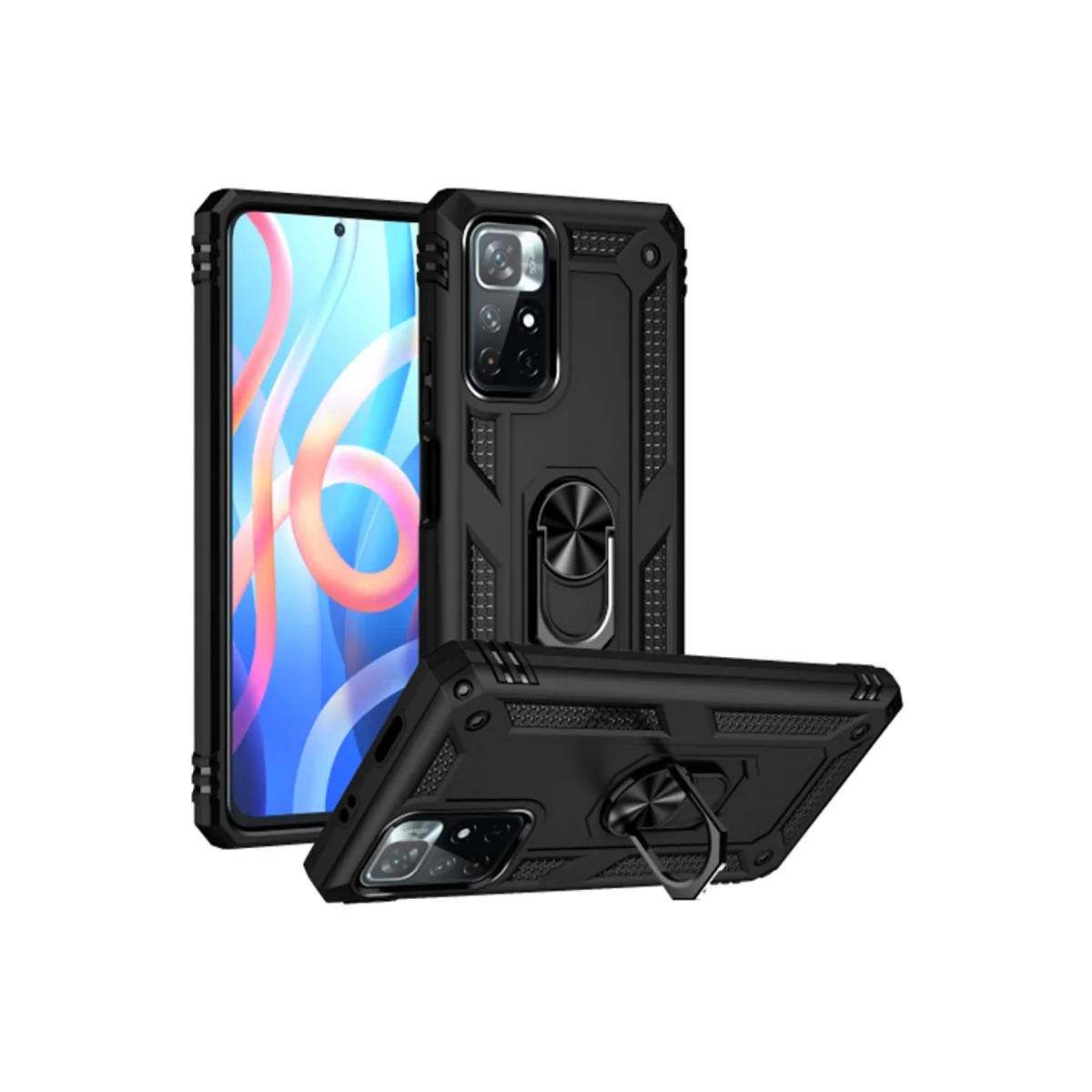 Redmi Note 11T Kılıf Sofya Yüzüklü Silikon Kapak - Siyah