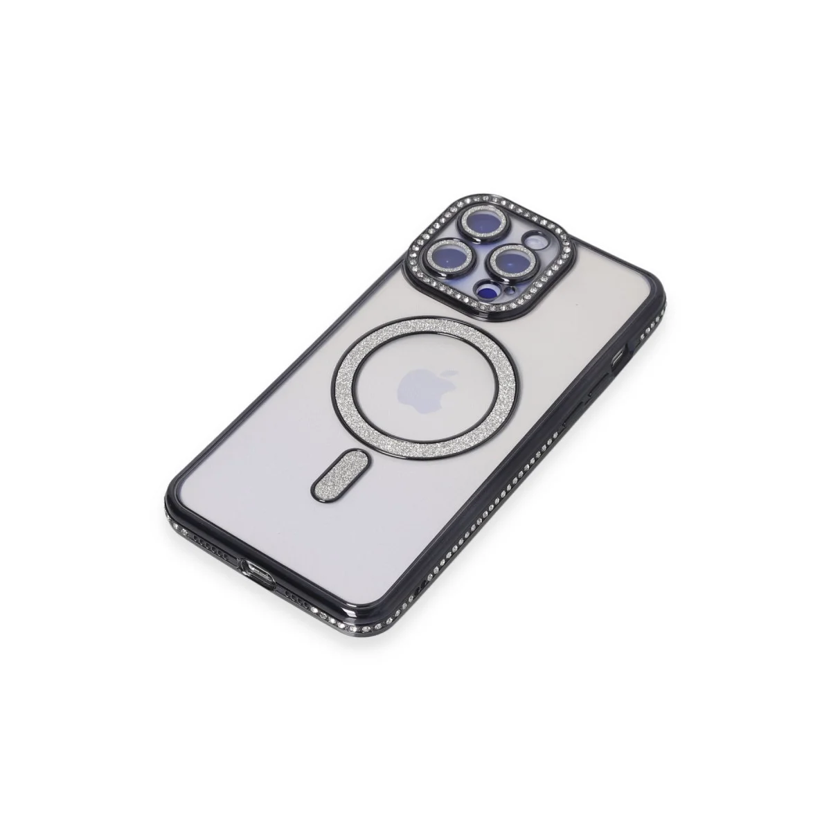 iPhone 14 Pro Max Kılıf Joke Simli Magneticsafe Kılıf - Siyah