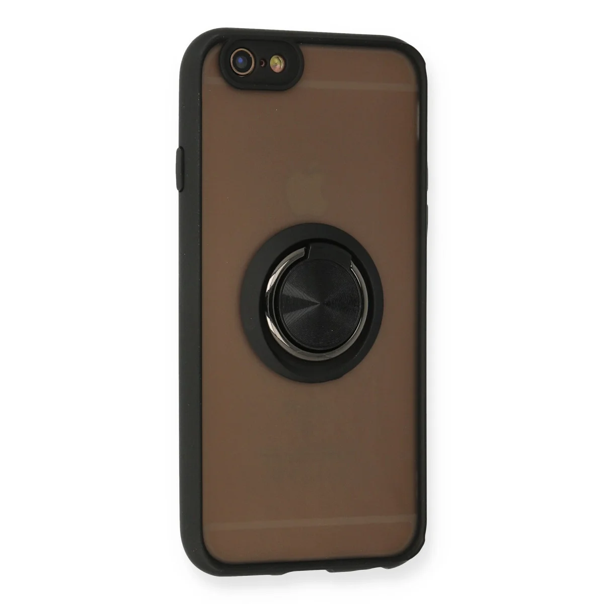 iPhone 6 Kılıf Montreal Yüzüklü Silikon Kapak - Siyah