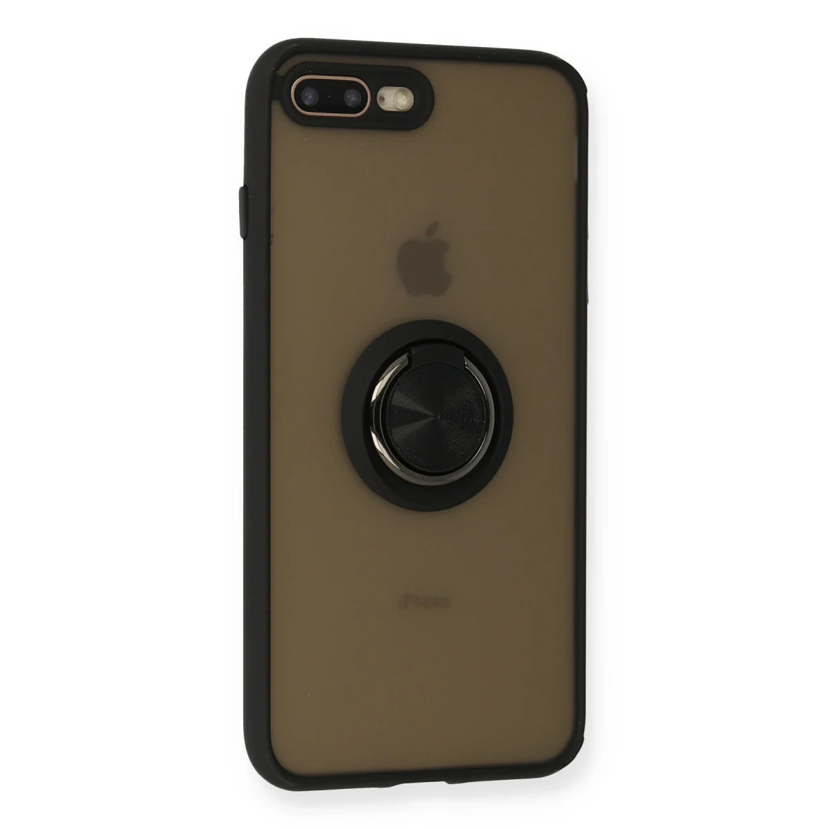 iPhone 7 Plus Kılıf Montreal Yüzüklü Silikon Kapak - Siyah