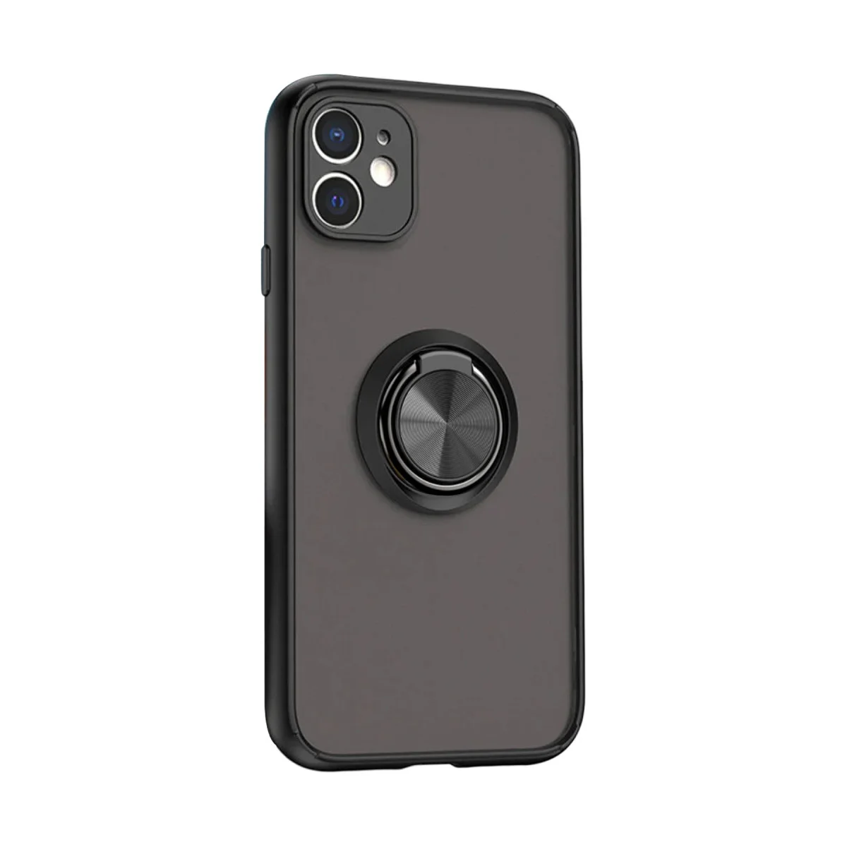 iPhone 11 Kılıf Montreal Yüzüklü Silikon Kapak - Siyah