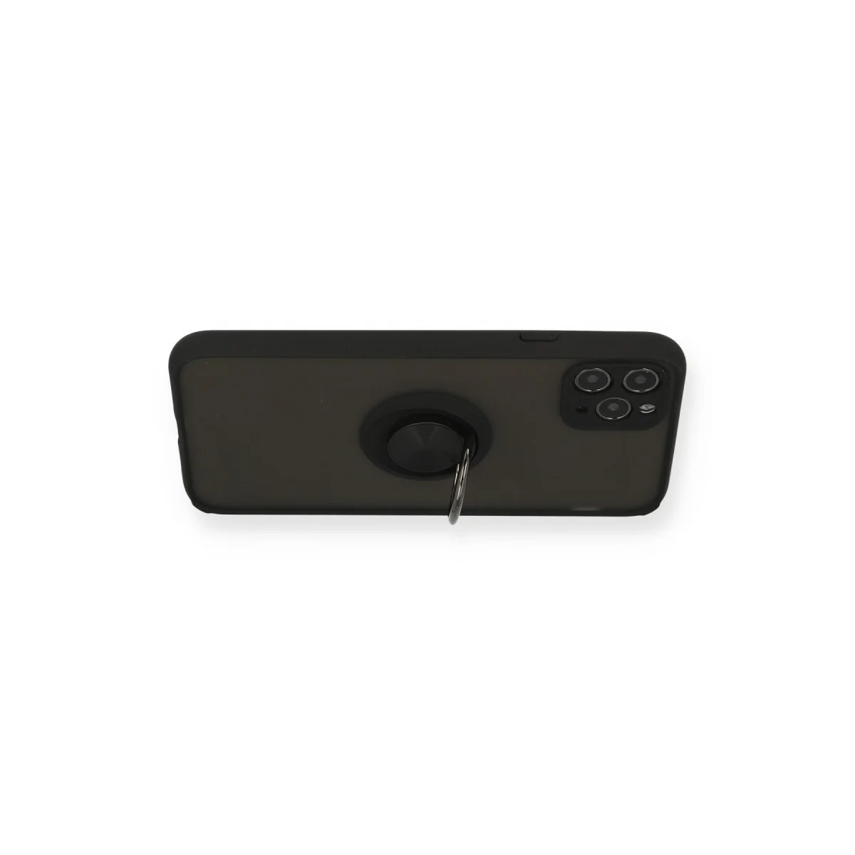 iPhone 11 Pro Kılıf Montreal Yüzüklü Silikon Kapak - Siyah