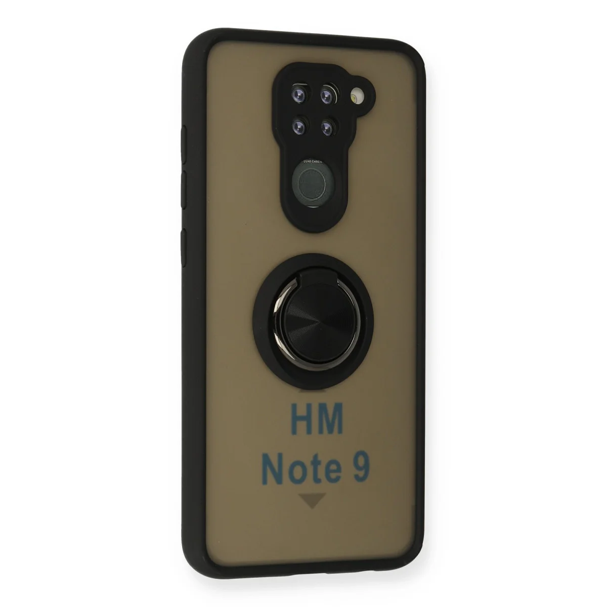 Redmi Note 9 Kılıf Montreal Yüzüklü Silikon Kapak - Siyah