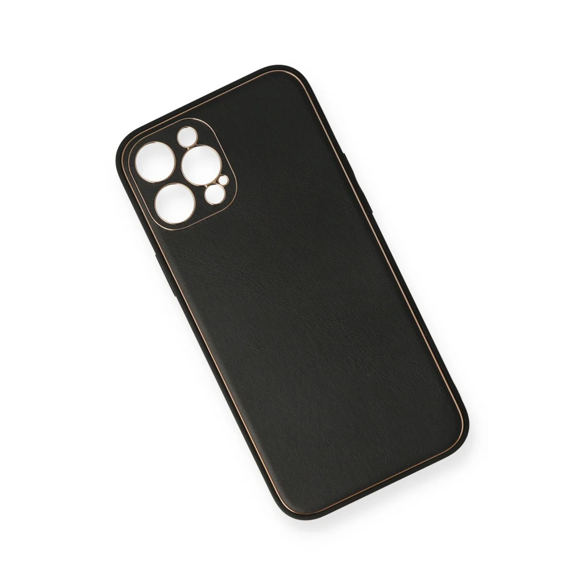 iPhone 12 Pro Kılıf Coco Deri Silikon Kapak - Siyah