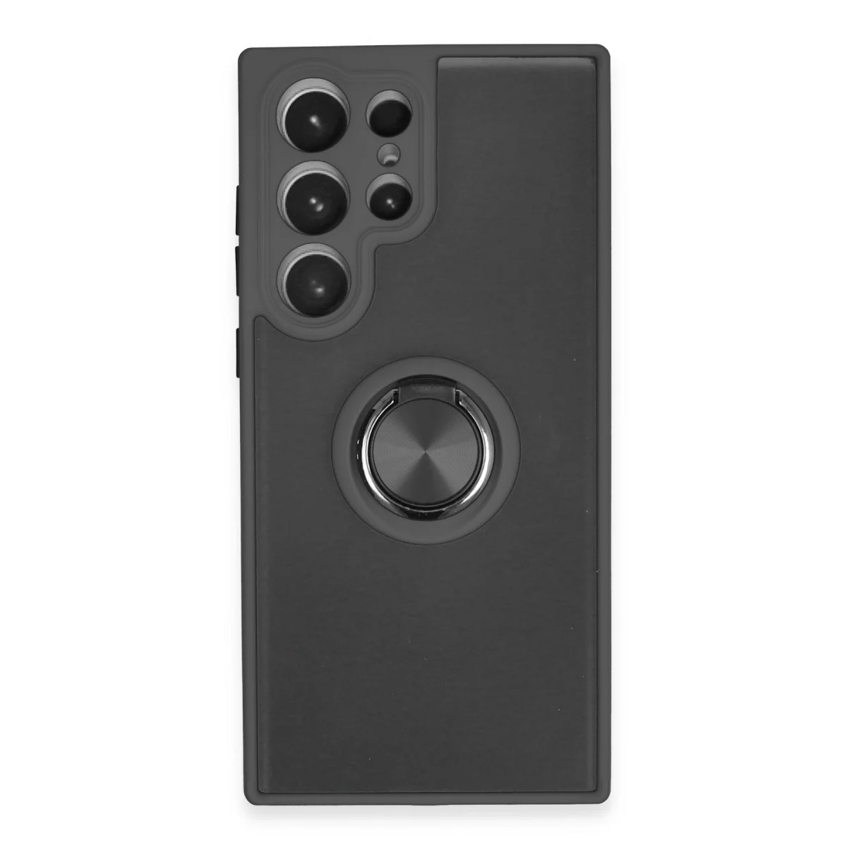 Galaxy S23 Ultra Kılıf Montreal Yüzüklü Silikon Kapak - Siyah