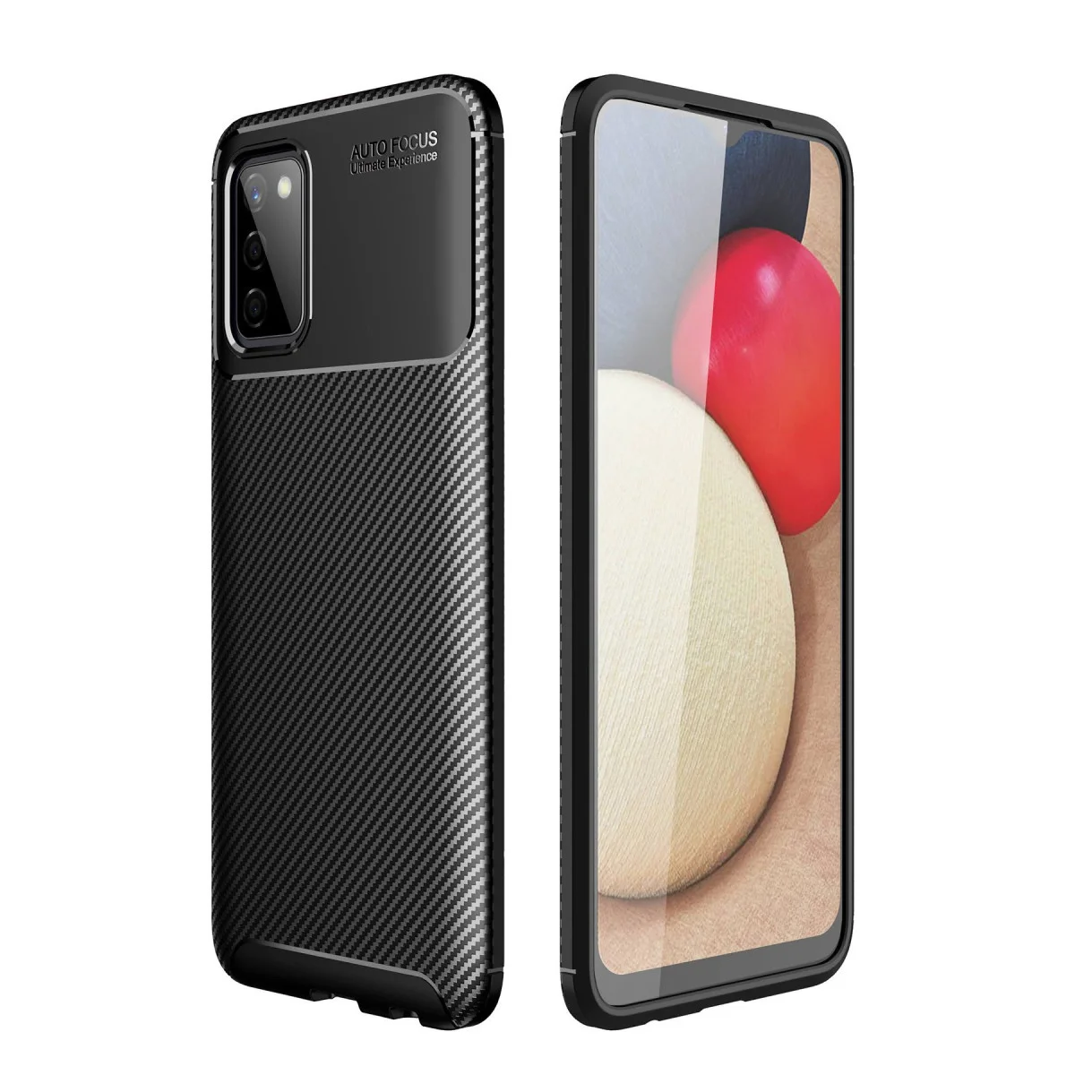 Galaxy A02S Kılıf Auto Focus Karbon Kapak - Siyah