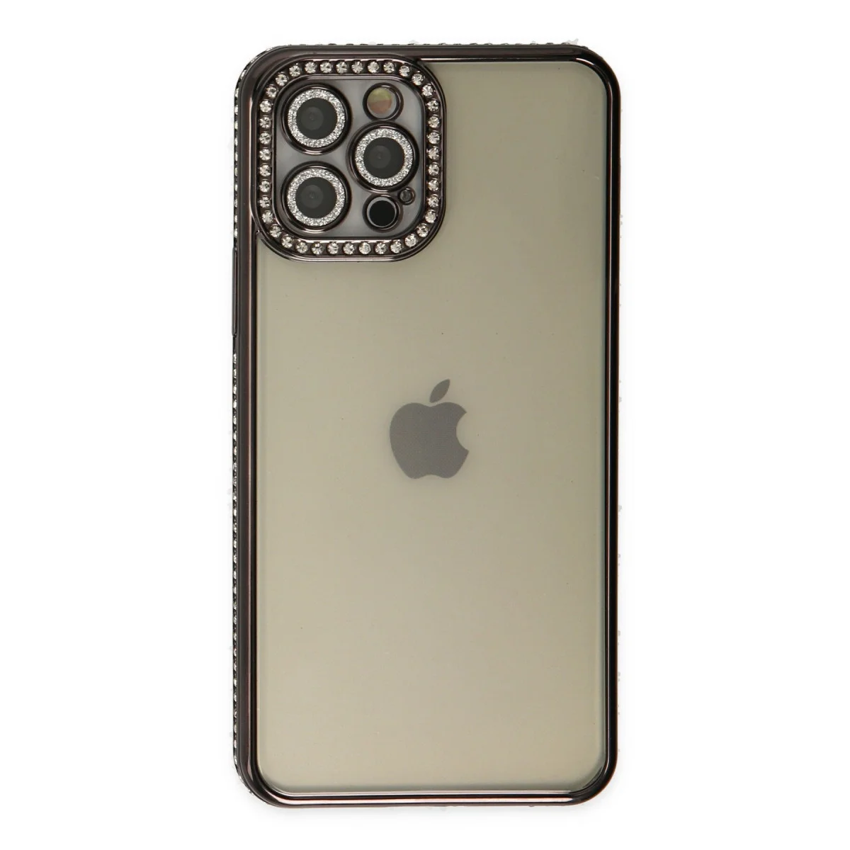 iPhone 12 Pro Kılıf Joke Taşlı Silikon - Siyah
