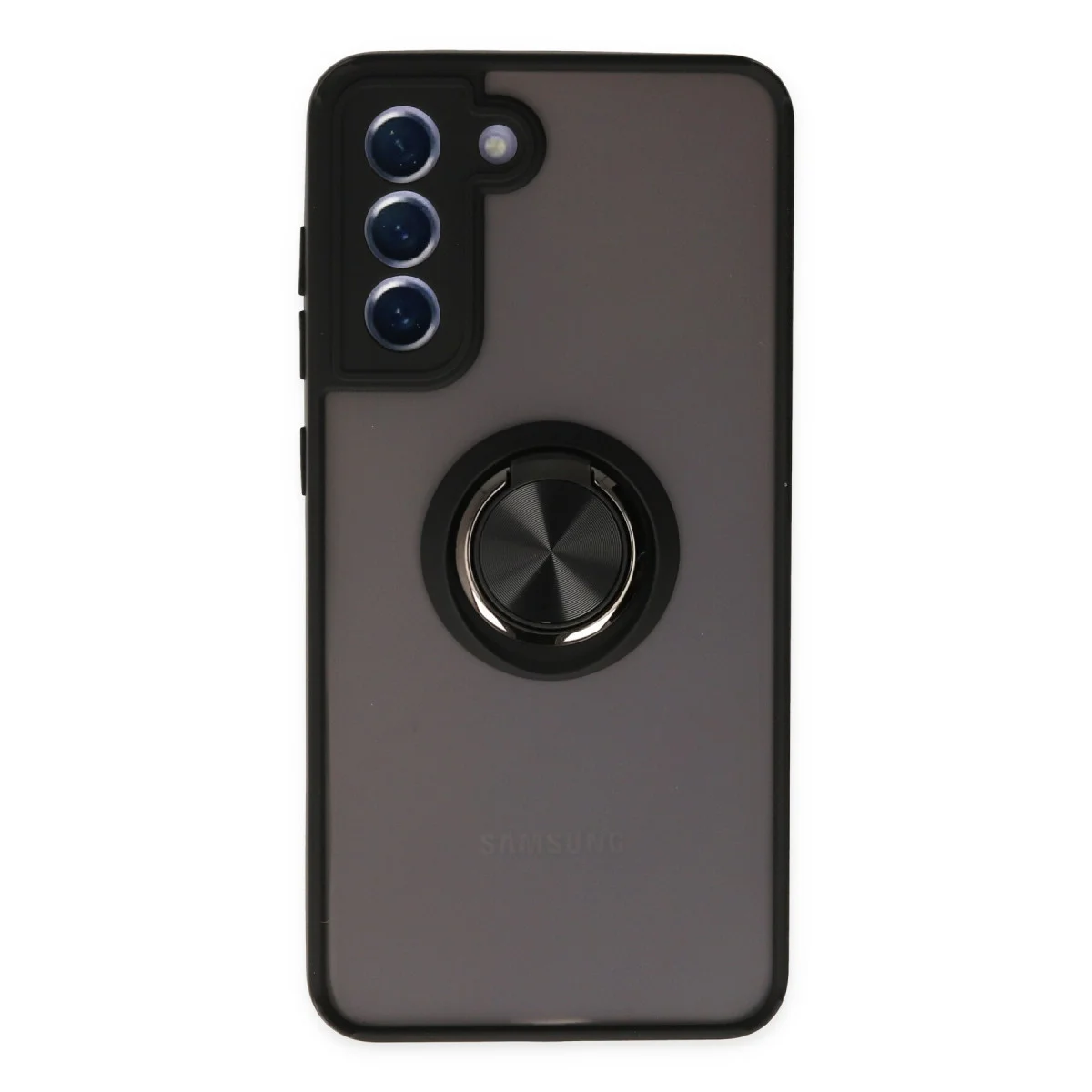 Galaxy S21 FE Kılıf Montreal Yüzüklü Silikon Kapak - Siyah